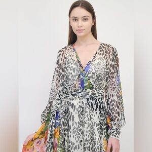 Spy Zone Exchange “Diva” Sheer Maxi Dress – Animal & Floral Print – Size S